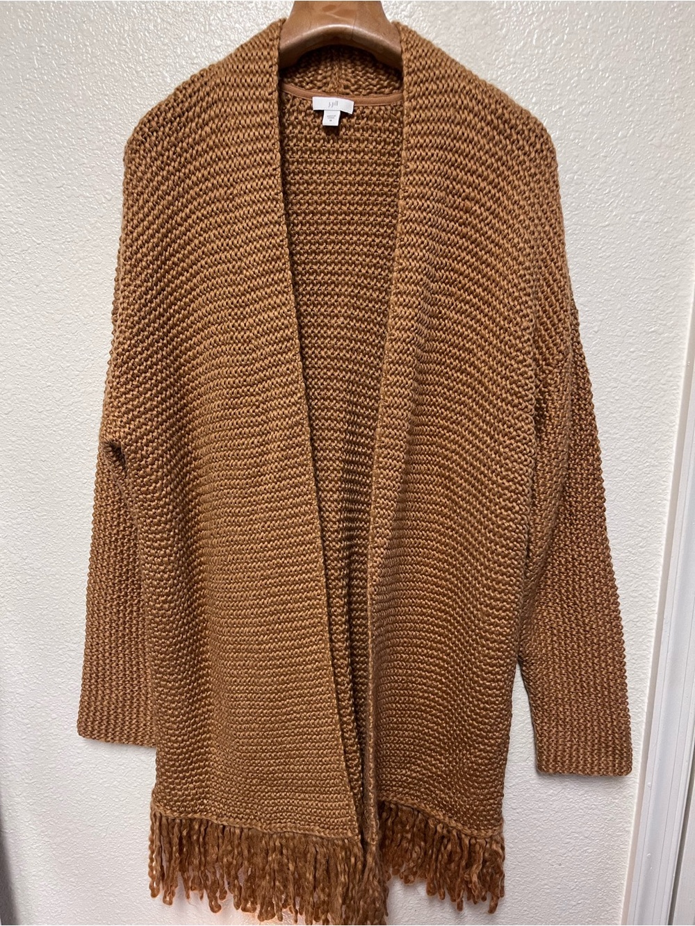 Cozy Open-Front Fringe Cardigan Sweater - Brown